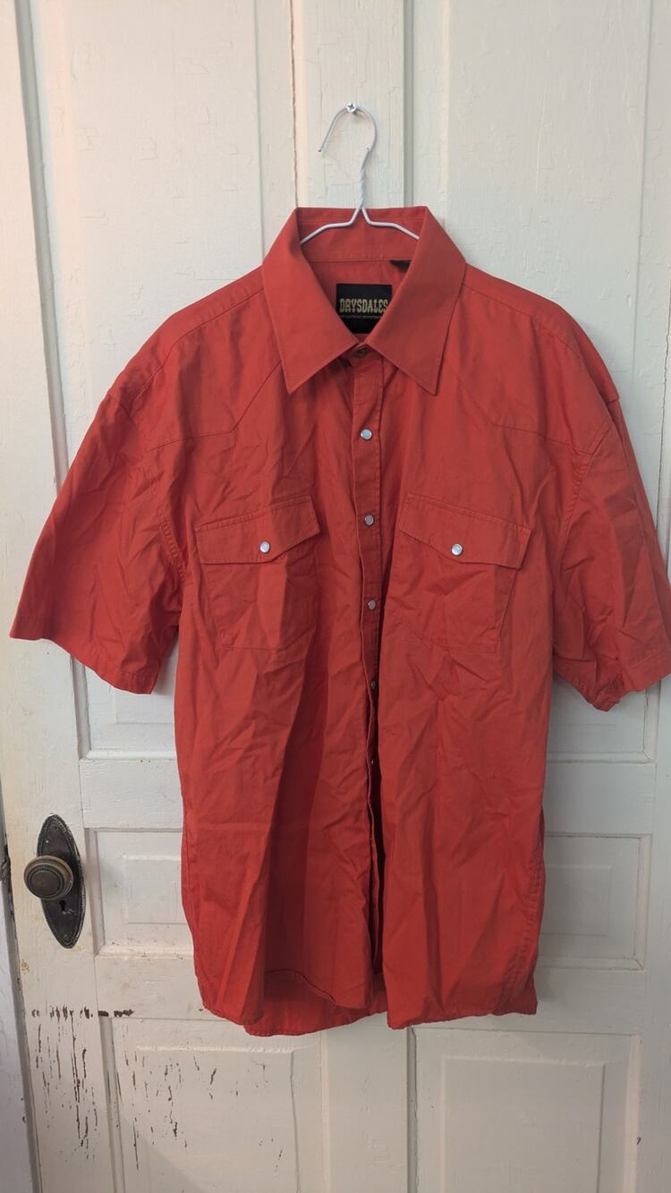 DRYSDALES Pearl Snap Western Shirt Mens 2XL orange